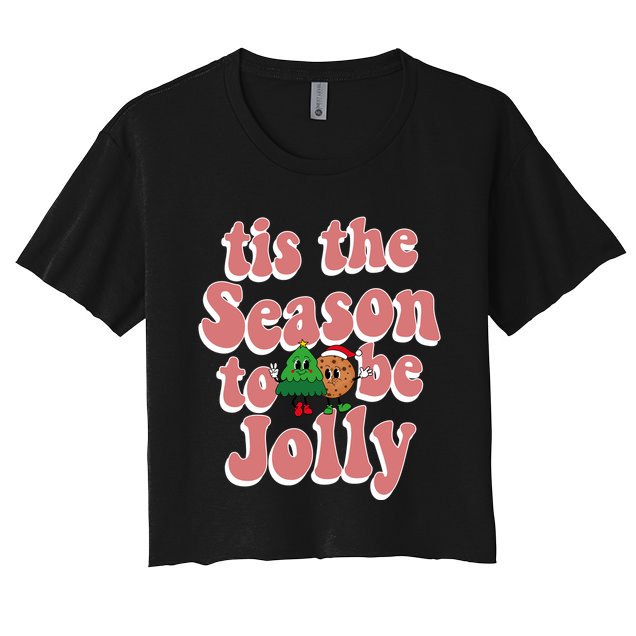 Tis The Season To Be Jolly Cookie Tree Christmas Retro Crop Top