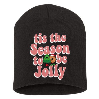 Tis The Season To Be Jolly Cookie Tree Christmas Retro Short Acrylic Beanie