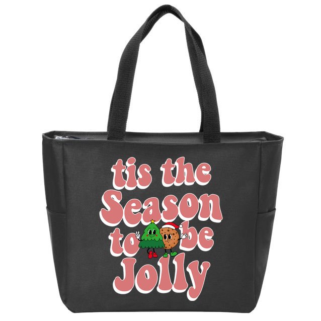 Tis The Season To Be Jolly Cookie Tree Christmas Retro Zip Tote Bag