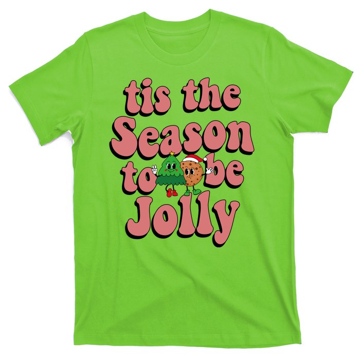 Tis The Season To Be Jolly Cookie Tree Christmas Retro T-Shirt