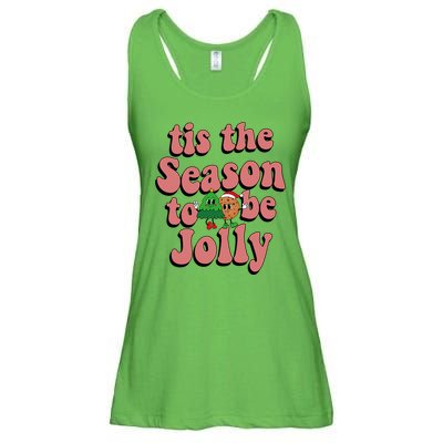 Tis The Season To Be Jolly Cookie Tree Christmas Retro Ladies Essential Flowy Tank