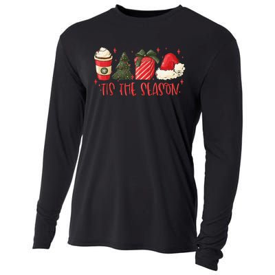 Tis The Season Christmas Coffee Lover Santa Claus Xmas Gifts Cooling Performance Long Sleeve Crew