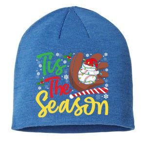 Tis The Season Baseball Christmas Santa Hat Snowflakes Xmas Cool Gift Sustainable Beanie