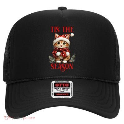 Tis The Season Cat High Crown Mesh Back Trucker Hat