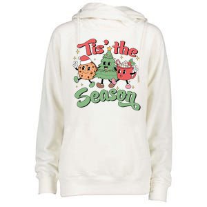 Tis The Season Christmas Holiday Festive Womens Funnel Neck Pullover Hood