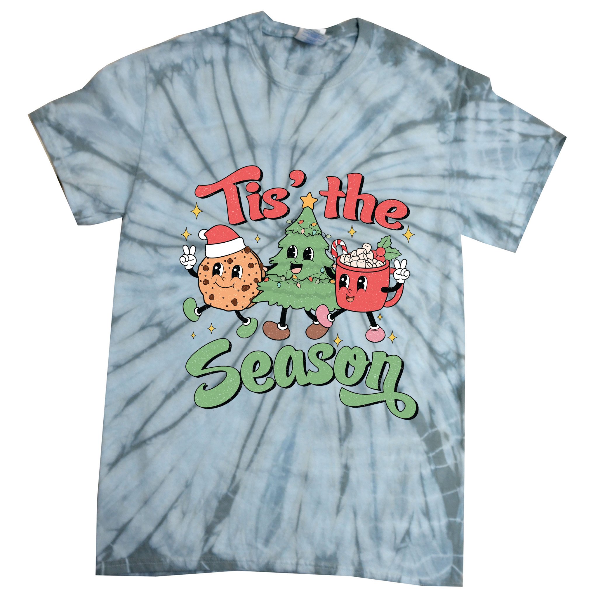 Tis The Season Christmas Holiday Festive Tie-Dye T-Shirt