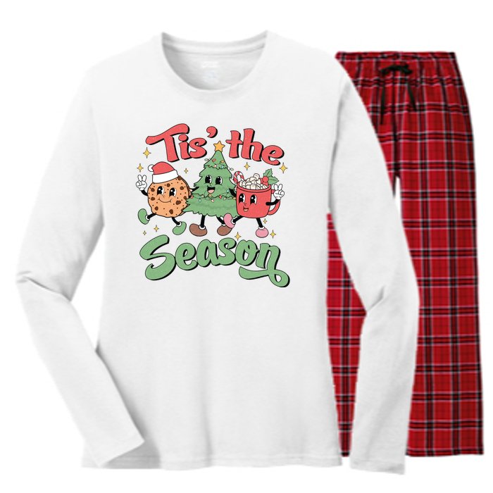 Tis The Season Christmas Holiday Festive Women's Long Sleeve Flannel Pajama Set 