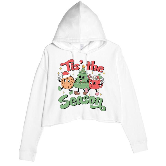 Tis The Season Christmas Holiday Festive Crop Fleece Hoodie