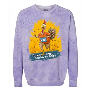 Turkey Trot Survivor 2024 Funny Thanksgiving Jog Run Race Funny Gift Colorblast Crewneck Sweatshirt