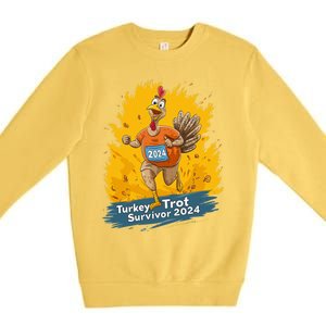 Turkey Trot Survivor 2024 Funny Thanksgiving Jog Run Race Funny Gift Premium Crewneck Sweatshirt