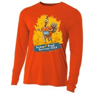 Turkey Trot Survivor 2024 Funny Thanksgiving Jog Run Race Funny Gift Cooling Performance Long Sleeve Crew