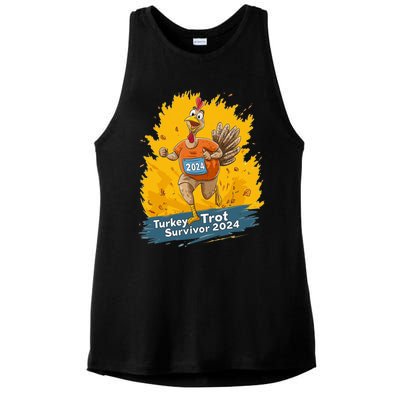 Turkey Trot Survivor 2024 Funny Thanksgiving Jog Run Race Funny Gift Ladies PosiCharge Tri-Blend Wicking Tank