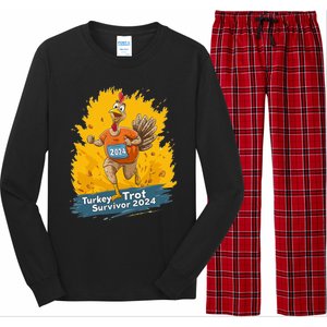 Turkey Trot Survivor 2024 Funny Thanksgiving Jog Run Race Funny Gift Long Sleeve Pajama Set