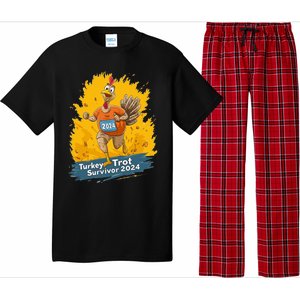 Turkey Trot Survivor 2024 Funny Thanksgiving Jog Run Race Funny Gift Pajama Set