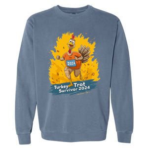 Turkey Trot Survivor 2024 Funny Thanksgiving Jog Run Race Funny Gift Garment-Dyed Sweatshirt