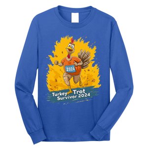 Turkey Trot Survivor 2024 Funny Thanksgiving Jog Run Race Funny Gift Long Sleeve Shirt