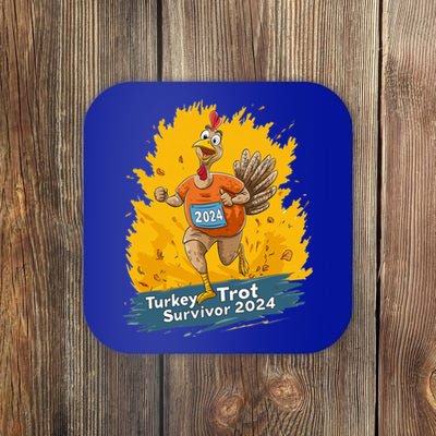 Turkey Trot Survivor 2024 Funny Thanksgiving Jog Run Race Funny Gift Coaster