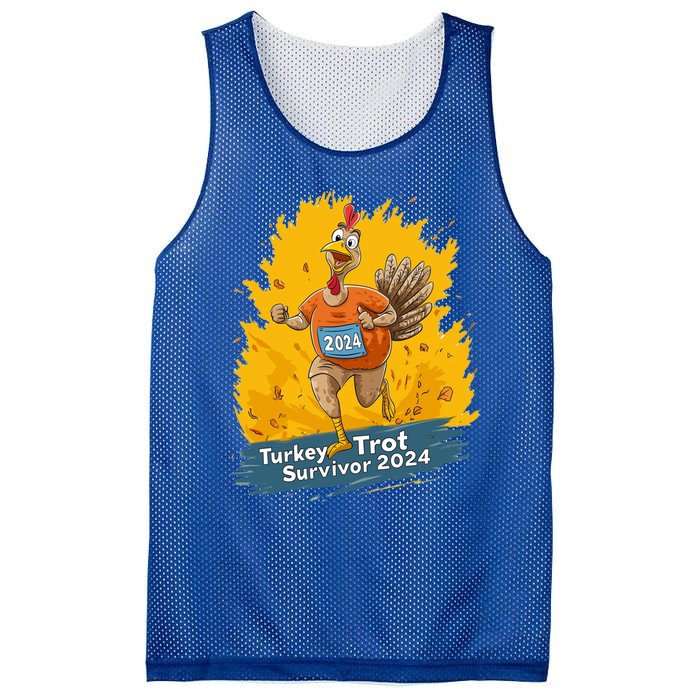 Turkey Trot Survivor 2024 Funny Thanksgiving Jog Run Race Funny Gift Mesh Reversible Basketball Jersey Tank