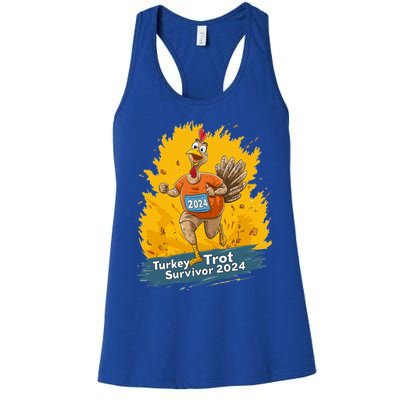 Turkey Trot Survivor 2024 Funny Thanksgiving Jog Run Race Funny Gift Women's Racerback Tank