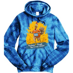 Turkey Trot Survivor 2024 Funny Thanksgiving Jog Run Race Funny Gift Tie Dye Hoodie