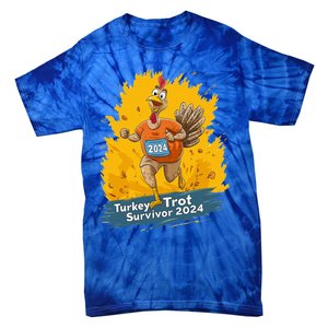 Turkey Trot Survivor 2024 Funny Thanksgiving Jog Run Race Funny Gift Tie-Dye T-Shirt