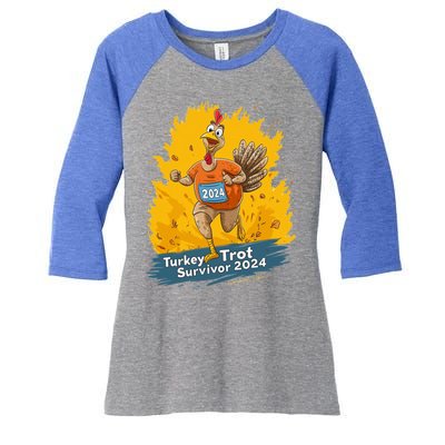 Turkey Trot Survivor 2024 Funny Thanksgiving Jog Run Race Funny Gift Women's Tri-Blend 3/4-Sleeve Raglan Shirt