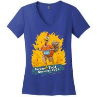 Turkey Trot Survivor 2024 Funny Thanksgiving Jog Run Race Funny Gift Women's V-Neck T-Shirt