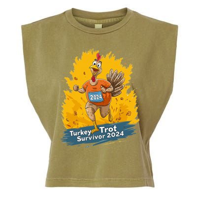 Turkey Trot Survivor 2024 Funny Thanksgiving Jog Run Race Funny Gift Garment-Dyed Women's Muscle Tee