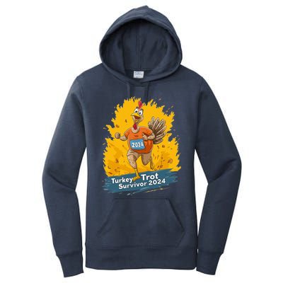 Turkey Trot Survivor 2024 Funny Thanksgiving Jog Run Race Funny Gift Women's Pullover Hoodie