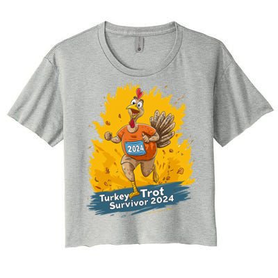 Turkey Trot Survivor 2024 Funny Thanksgiving Jog Run Race Funny Gift Women's Crop Top Tee