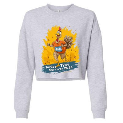 Turkey Trot Survivor 2024 Funny Thanksgiving Jog Run Race Funny Gift Cropped Pullover Crew