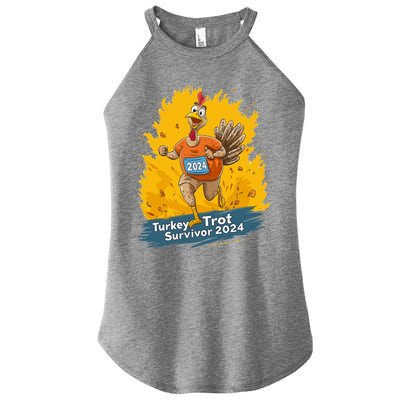 Turkey Trot Survivor 2024 Funny Thanksgiving Jog Run Race Funny Gift Women's Perfect Tri Rocker Tank