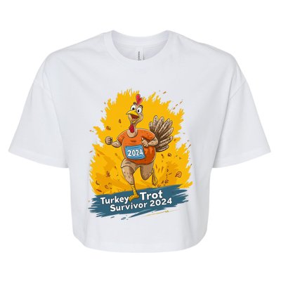 Turkey Trot Survivor 2024 Funny Thanksgiving Jog Run Race Funny Gift Bella+Canvas Jersey Crop Tee