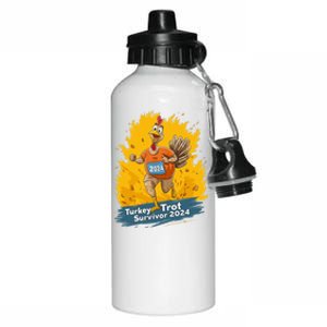 Turkey Trot Survivor 2024 Funny Thanksgiving Jog Run Race Funny Gift Aluminum Water Bottle