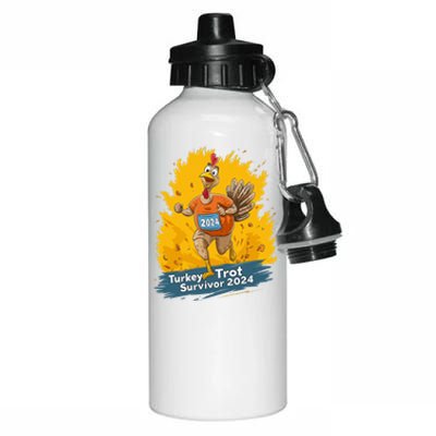 Turkey Trot Survivor 2024 Funny Thanksgiving Jog Run Race Funny Gift Aluminum Water Bottle