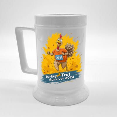 Turkey Trot Survivor 2024 Funny Thanksgiving Jog Run Race Funny Gift Beer Stein