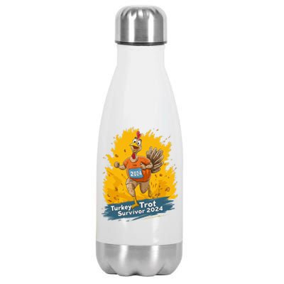 Turkey Trot Survivor 2024 Funny Thanksgiving Jog Run Race Funny Gift Stainless Steel Insulated Water Bottle