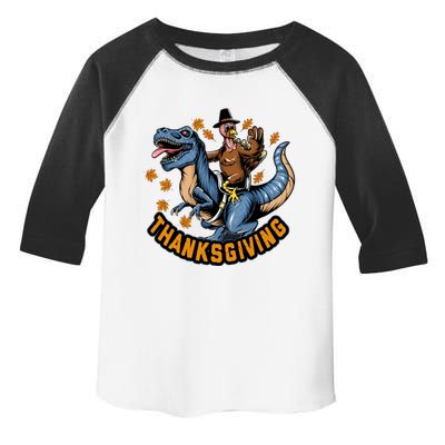 Thanksgiving Turkey Sitting On Dinosaur T Rex Cool Gift Toddler Fine Jersey T-Shirt