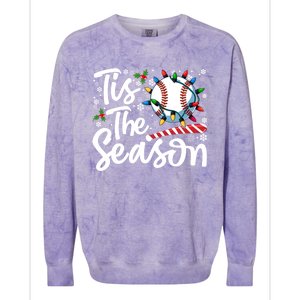 Tis The Season Baseball Christmas Snowflakes Lights Xmas Gift Colorblast Crewneck Sweatshirt