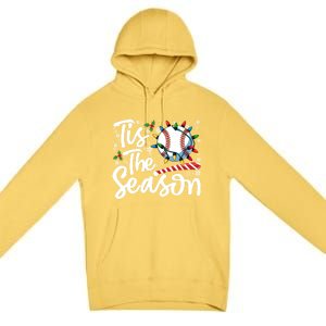 Tis The Season Baseball Christmas Snowflakes Lights Xmas Gift Premium Pullover Hoodie