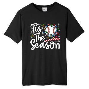 Tis The Season Baseball Christmas Snowflakes Lights Xmas Gift Tall Fusion ChromaSoft Performance T-Shirt