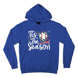 Tis The Season Baseball Christmas Snowflakes Lights Xmas Gift Hoodie