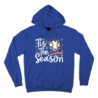 Tis The Season Baseball Christmas Snowflakes Lights Xmas Gift Hoodie