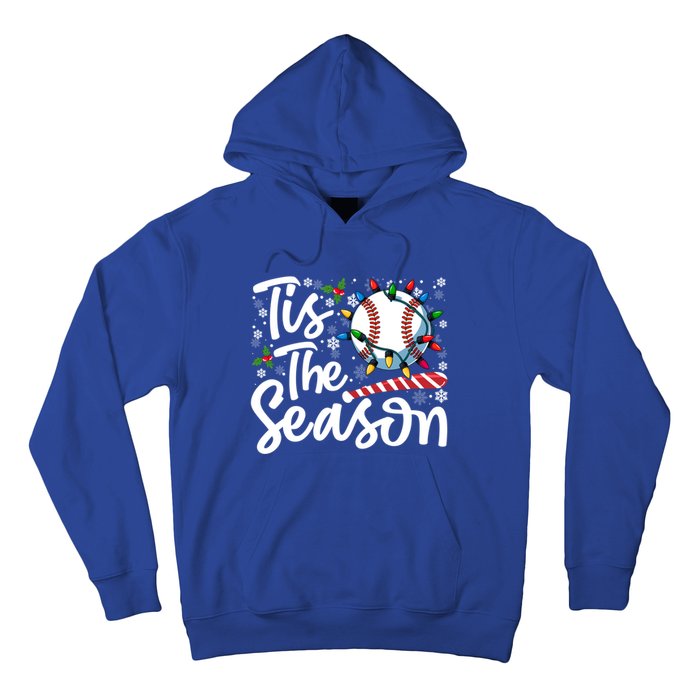 Tis The Season Baseball Christmas Snowflakes Lights Xmas Gift Hoodie