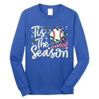 Tis The Season Baseball Christmas Snowflakes Lights Xmas Gift Long Sleeve Shirt