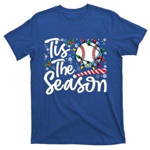 Tis The Season Baseball Christmas Snowflakes Lights Xmas Gift T-Shirt