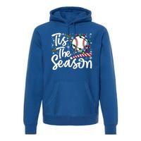 Tis The Season Baseball Christmas Snowflakes Lights Xmas Gift Premium Hoodie