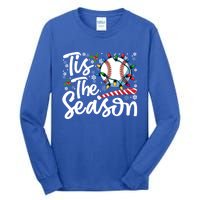 Tis The Season Baseball Christmas Snowflakes Lights Xmas Gift Tall Long Sleeve T-Shirt