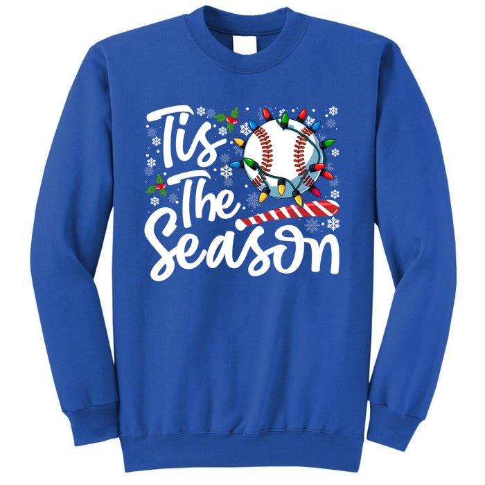 Tis The Season Baseball Christmas Snowflakes Lights Xmas Gift Tall Sweatshirt