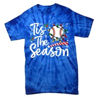 Tis The Season Baseball Christmas Snowflakes Lights Xmas Gift Tie-Dye T-Shirt